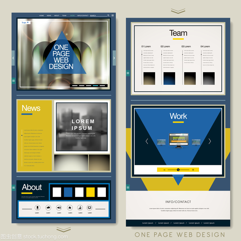 几何元素的时尚单页网站模板设计